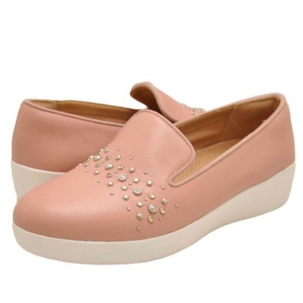 Fitflop Women's‎ Leather Embellished Studded Slip On Loafers Flats Casual Shoes